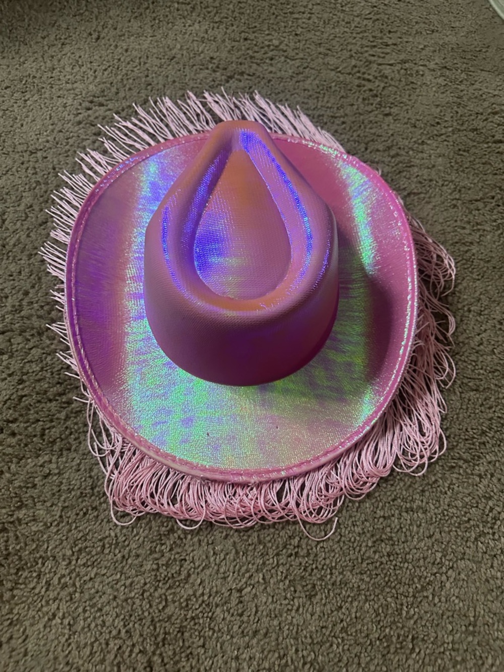 Iridescent Pink Fringe Cowboy Hat